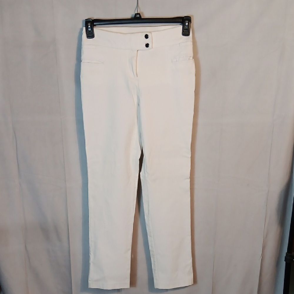 Elegant Stretch White Women's Pants